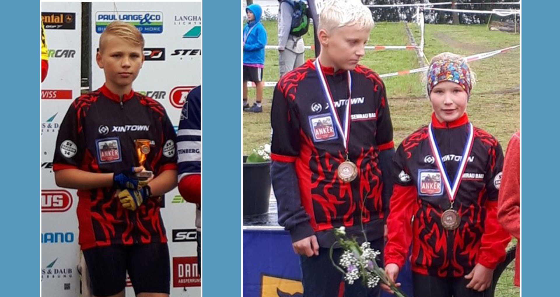 Eric Haase, Paul Hinrich Moll und Carlotta Zemke beim bundesoffenen Rundstreckenrennen in Neubrandenburg